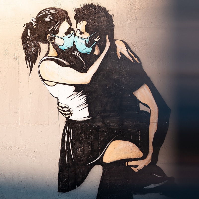 Vorlage für Vektorgrafik von Pareja Pandemía